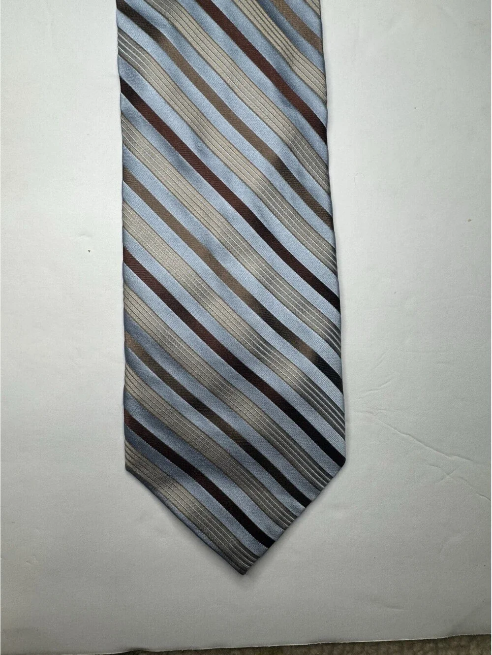 Calvin Klein Men's Silk Tie Necktie Blue Brown Striped Business Designer Formal